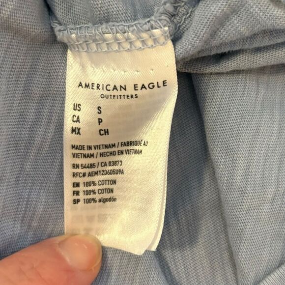 American Eagle AE Super Soft Slub Hoodie Tee Mens Size Small Blue Gradient - Picture 6 of 8